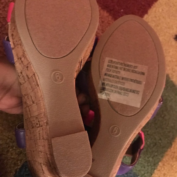 Unbranded Pink And Purple Cross Strap Wedges - Picture 4 of 6